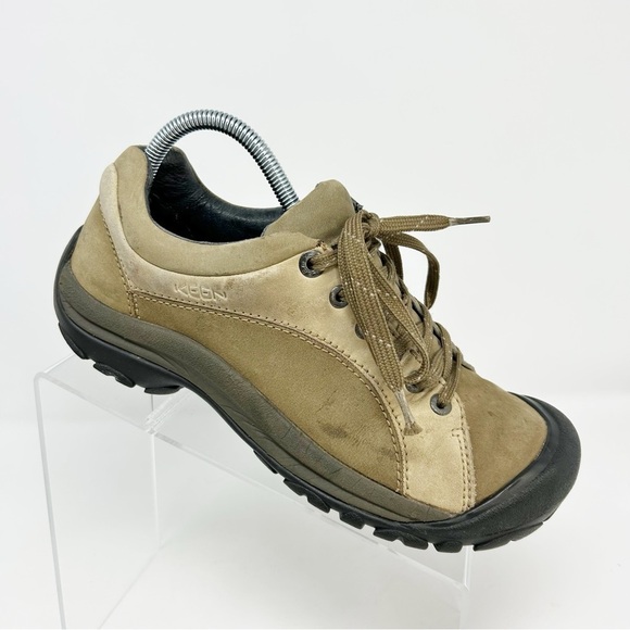Keen Brown Leather Casual Lace Up Walking Hiking Sneakers Size 9.5 (EU Size 40) - Picture 1 of 16